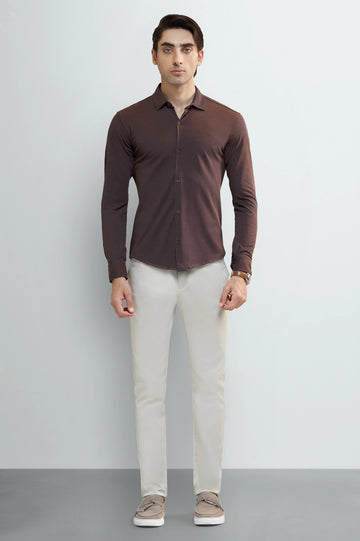 Brown Knitted Casual Shirt