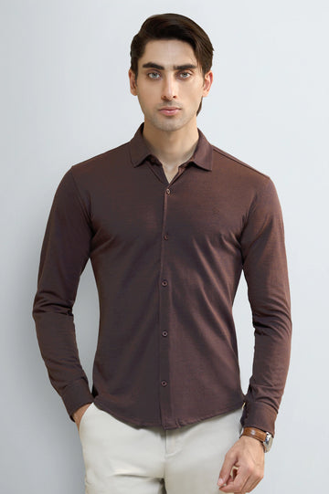 Brown Knitted Casual Shirt