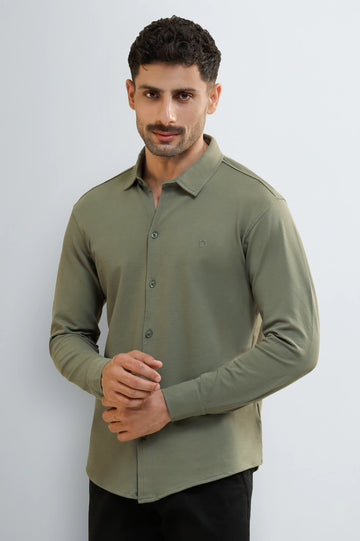 Green Knitted Casual Shirt