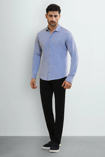 Light Blue Knitted Casual Shirt