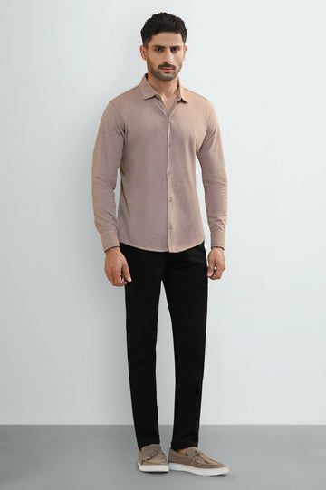 Light Brown Knitted Casual Shirt