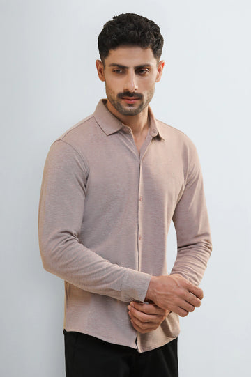 Light Brown Knitted Casual Shirt