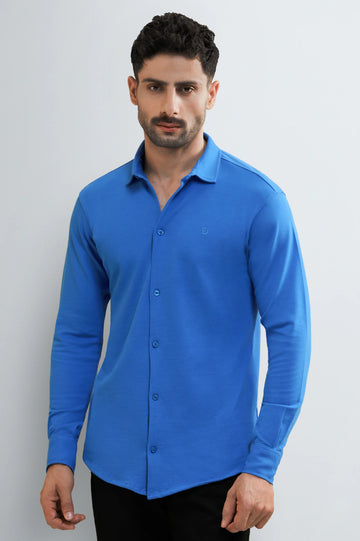 Royal Blue Knitted Casual Shirt
