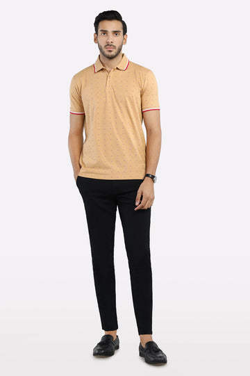 Beige All Over Printed Polo