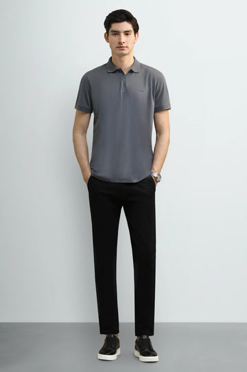 Charcoal Solid Collar Polo
