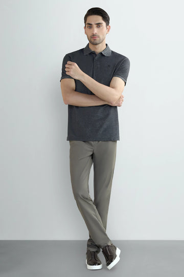 Black Solid Collar Polo