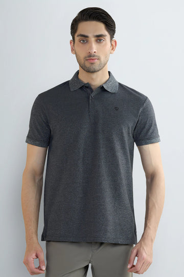 Black Solid Collar Polo