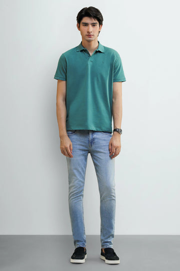 Green Solid Collar Polo