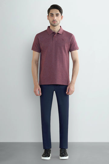 Maroon Solid Collar Polo
