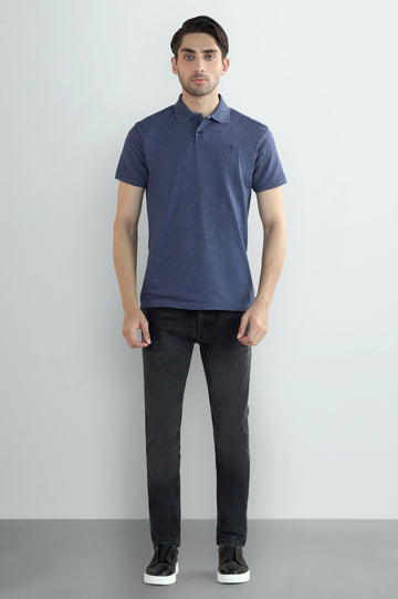 Navy Blue Solid Collar Polo