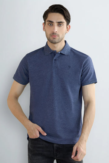 Navy Blue Solid Collar Polo