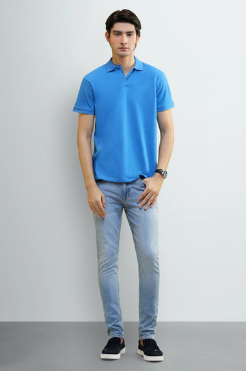 Royal Blue Solid Collar Polo