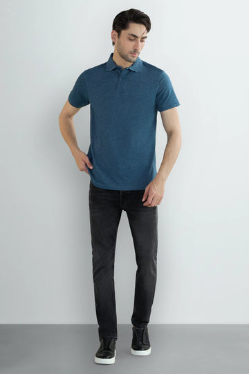 Teal Solid Collar Polo