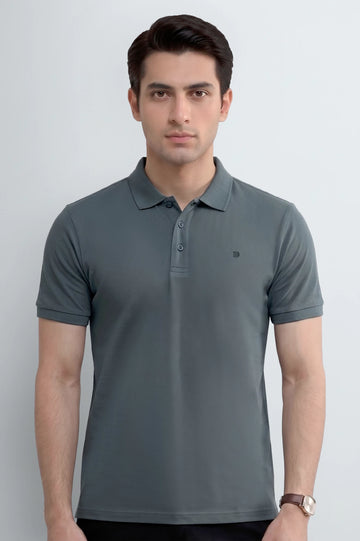 Dark Grey Tipping Collar Polo