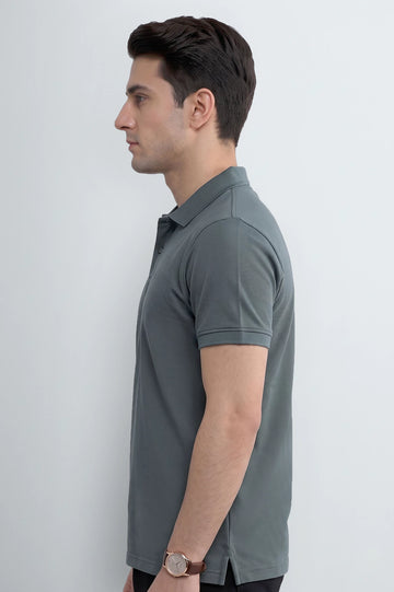 Dark Grey Tipping Collar Polo