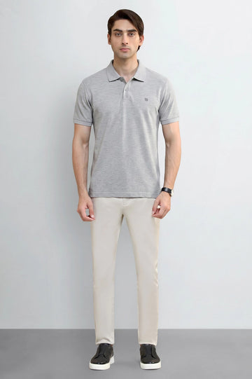 Grey Tipping Collar Polo
