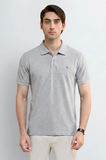 Grey Tipping Collar Polo