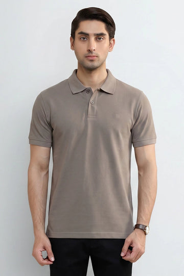 Light Brown Tipping Collar Polo