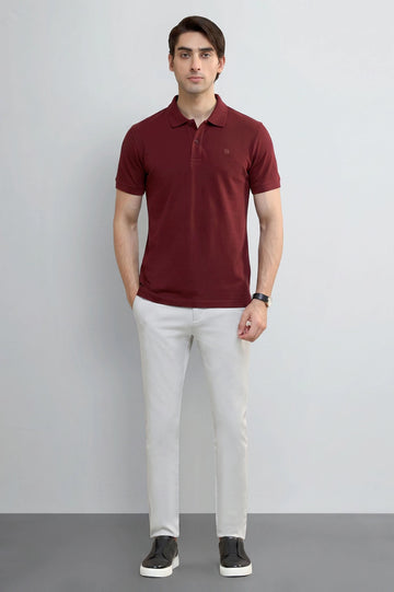 Maroon Tipping Collar Polo