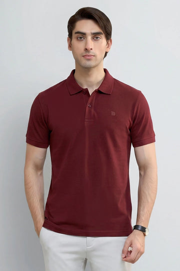 Maroon Tipping Collar Polo