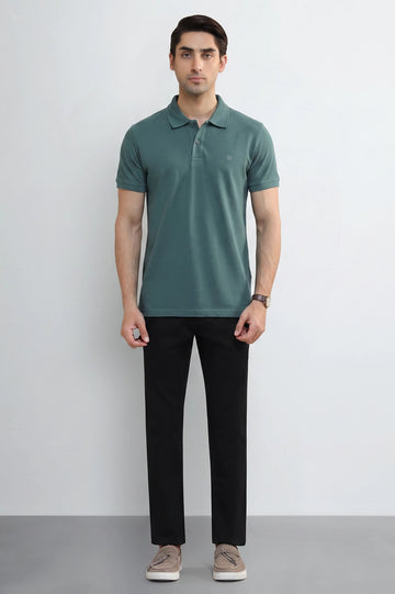 Green Tipping Collar Polo