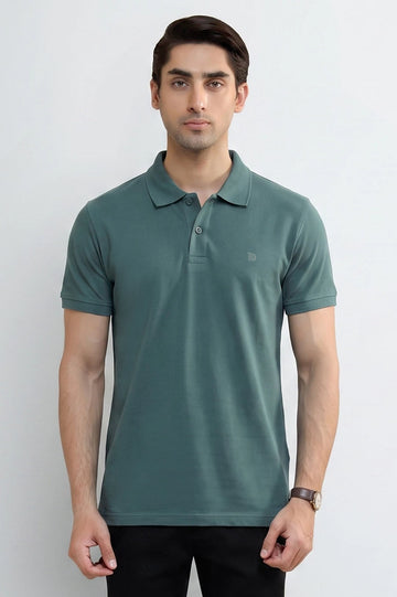 Green Tipping Collar Polo