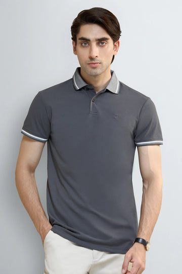 Charcoal Tipping Collar Polo