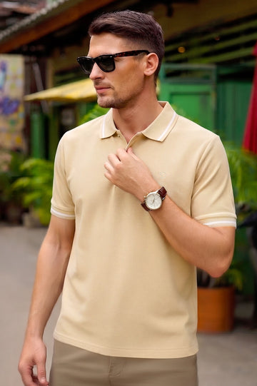 Ecru Tipping Collar Polo