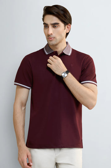 Maroon Tipping Collar Polo