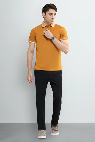 Mustard Tipping Collar Polo