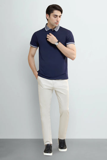 Navy Tipping Collar Polo