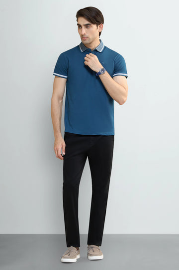 Teal Tipping Collar Polo