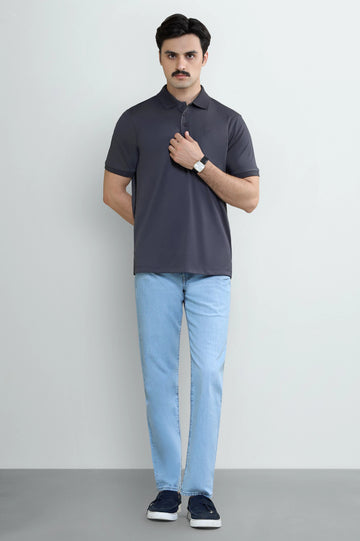 D-Grey Tipping Collar Polo