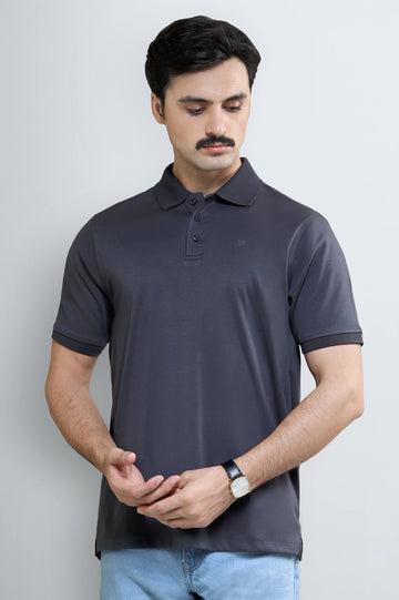 D-Grey Tipping Collar Polo