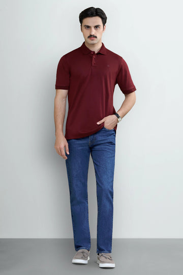 Maroon Tipping Collar Polo