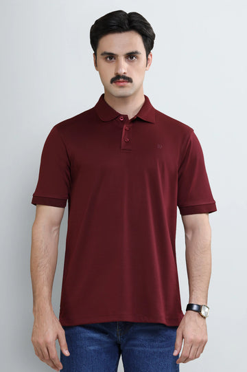 Maroon Tipping Collar Polo