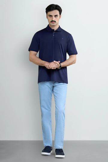 Navy Tipping Collar Polo