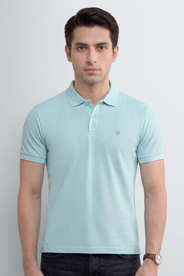 Crystal Blue Tipping Collar Polo