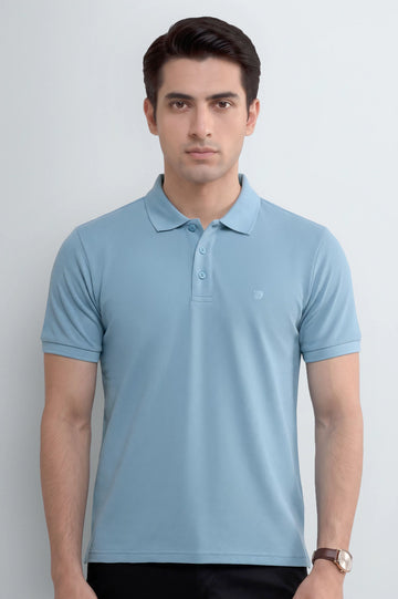 Sky Blue Tipping Collar Polo
