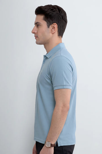 Sky Blue Tipping Collar Polo