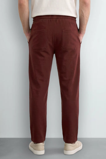 Maroon Causal Knitted Pintuck Trouser