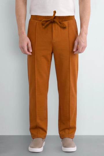 Mustard Causal Knitted Pintuck Trouser