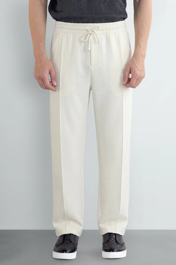 Off White Causal Knitted Pintuck Trouser
