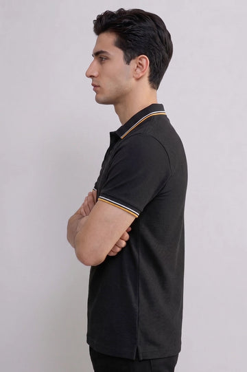 Men's Black Tipped Polo Shirt