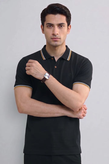 Men's Black Tipped Polo Shirt