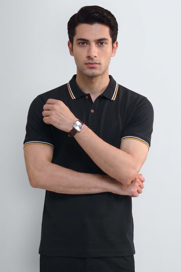 Men's Black Tipped Polo Shirt