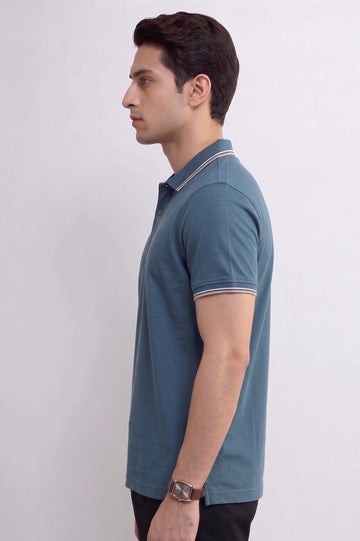 Men's Blue Tipped Polo Shirt