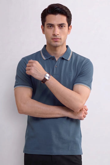 Men's Blue Tipped Polo Shirt