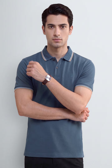 Men's Blue Tipped Polo Shirt