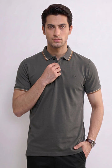 Men's Charcoal Tipped Polo Shirt